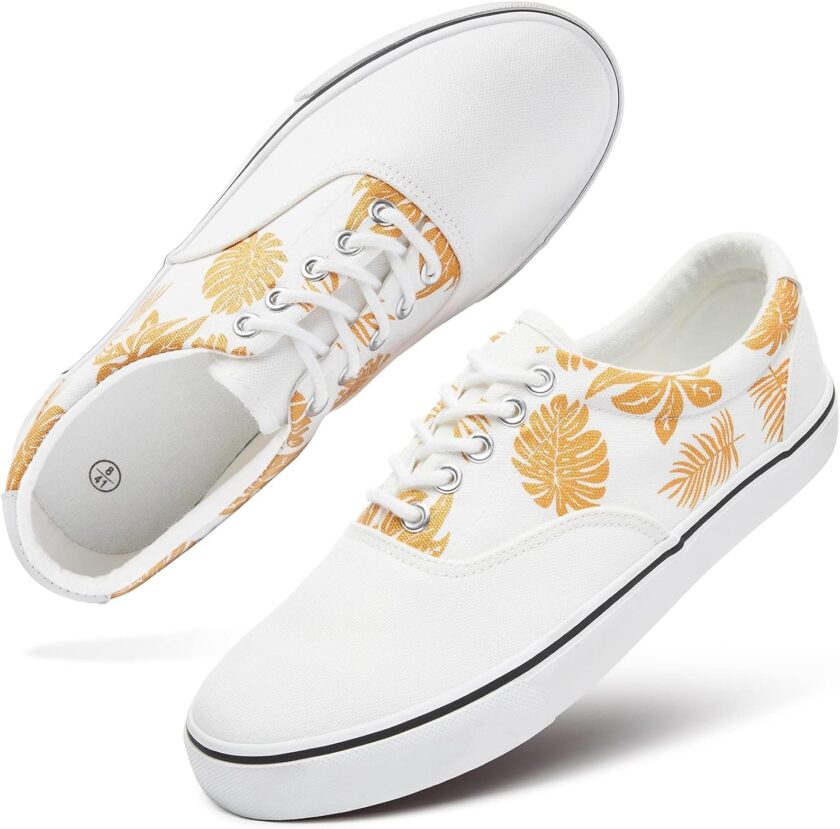 Men’s Low Top Canvas Walking Shoes Lace-up Fashion Sneakers Casual
