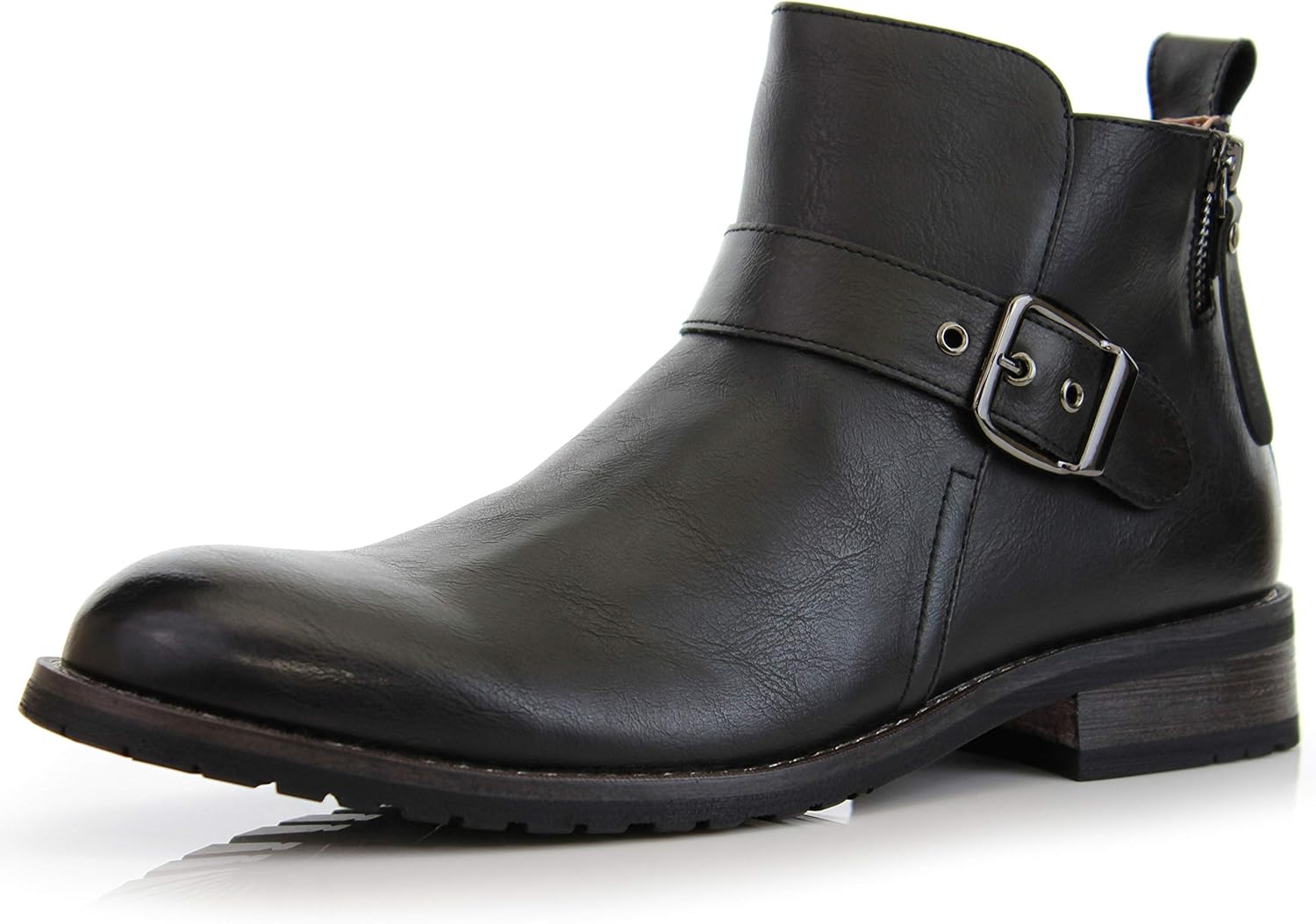 Men's Casual Men's Casual Engineer Zipper and Buckle Motorcycle Boots