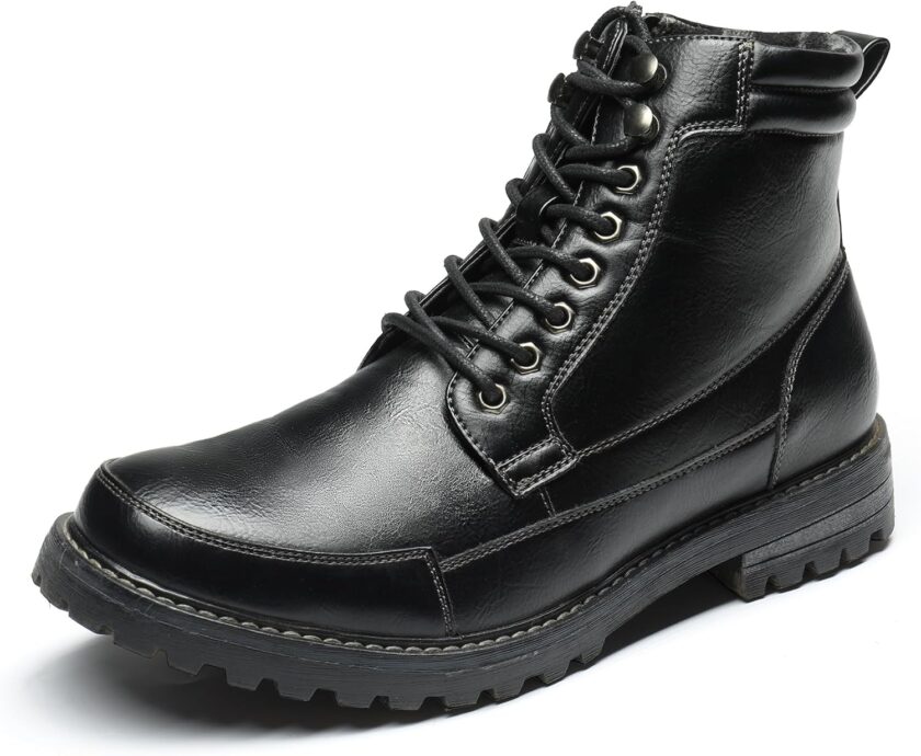 Men's Motorcycle Combat Oxford Boot Fur Lining Warm Zipper Boots