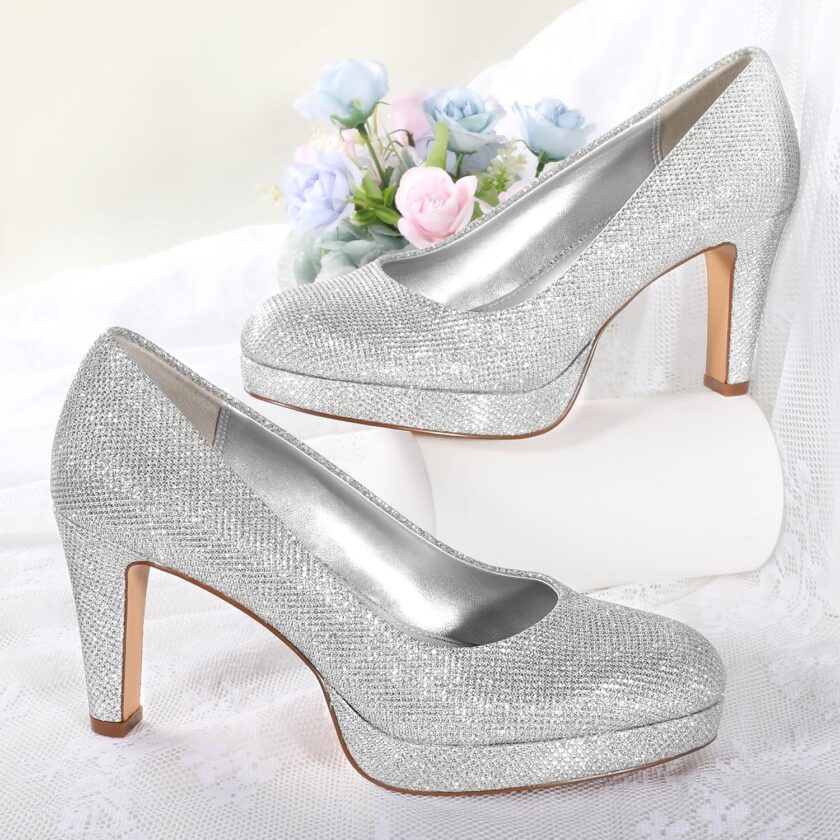 Women Pumps - Women Comfy Close Toe Heels - 3.15in Black Dress Shoes for Women - Comfortable Work Heels for Women - Black Heels, Nude Heels, White Heels,Gold Heels, Silver Heels for Women - Image 2