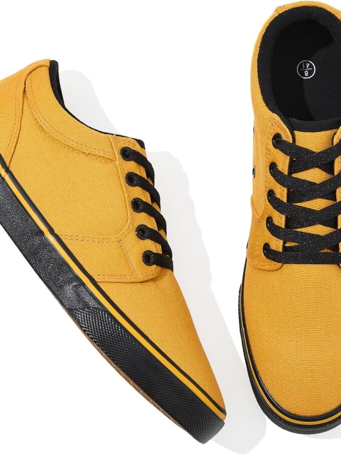 Men's Canvas Black Casual Shoes Sneakers Low Top Lace Up Walking Shoes Sneakers for Men