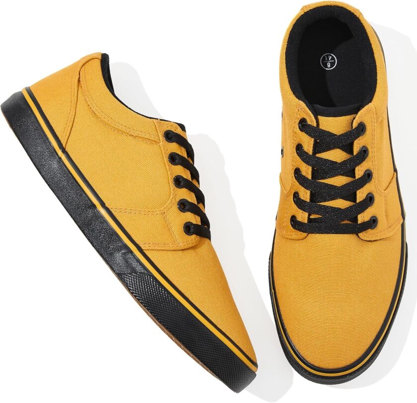 Men's Canvas Black Casual Shoes Sneakers Low Top Lace Up Walking Shoes Sneakers for Men