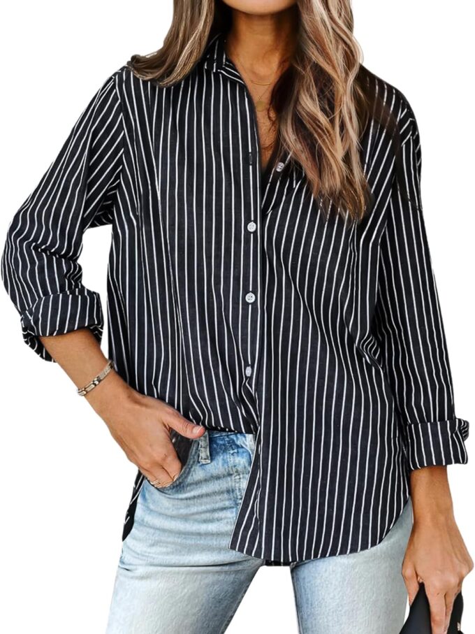 Women Shirts Button Down Printed Lantern Long Sleeve Blouse Fashion Casual Tops 2025
