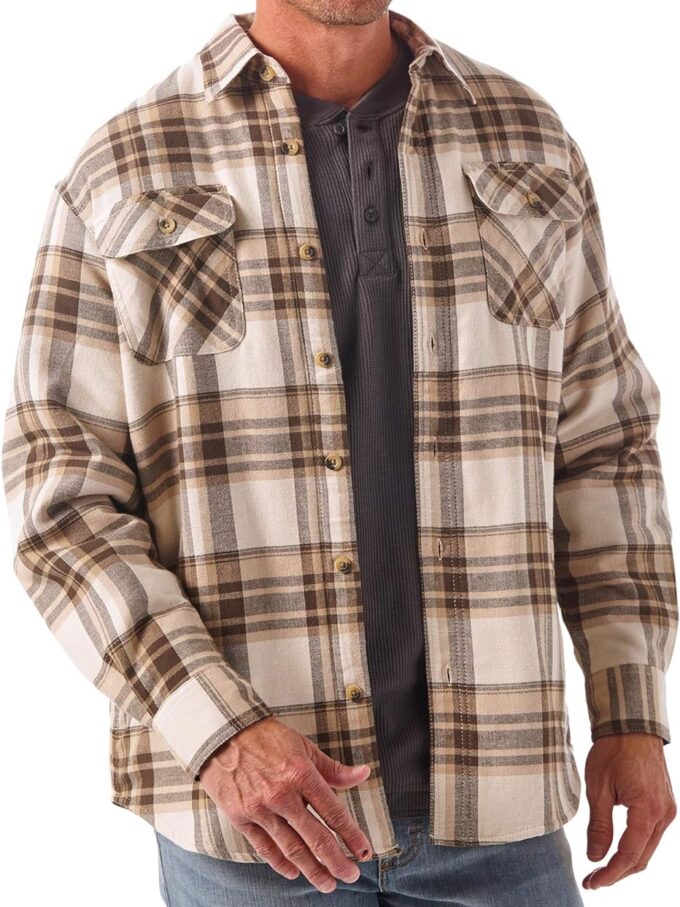 men Long Sleeve Sherpa Lined Shirt Jacket