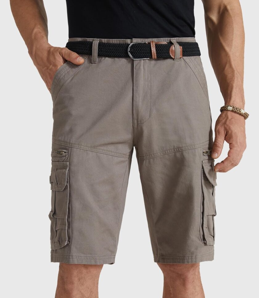 Men s Cotton Work Shorts Multi Pocket Casual Workout Shorts for Men NO Belt - Image 2