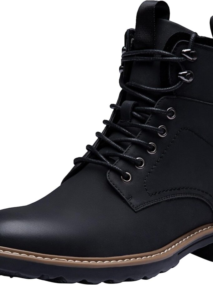 Boots for Men Casual Waterproof Men's Boots Retro Lace Up Motorcycle Boots