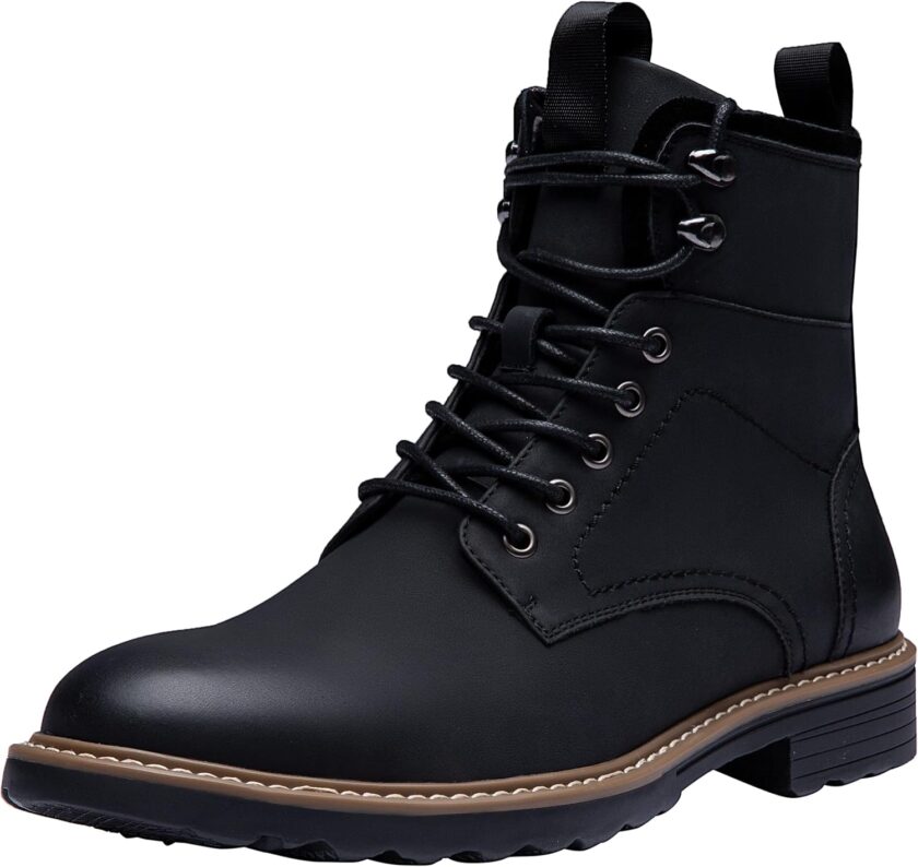 Boots for Men Casual Waterproof Men's Boots Retro Lace Up Motorcycle Boots