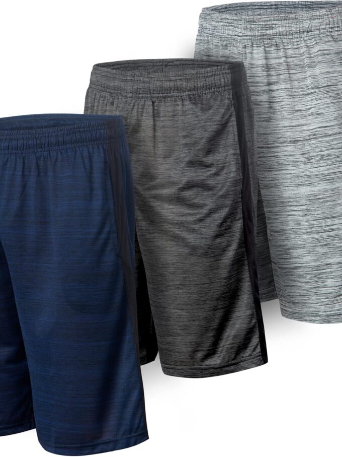 5 Pack: Men Dry-Fit Sweat Resistant Active Athletic Performance Shorts