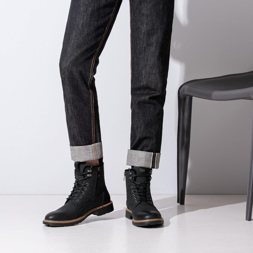 Boots for Men Casual Waterproof Men's Boots Retro Lace Up Motorcycle Boots - Image 2