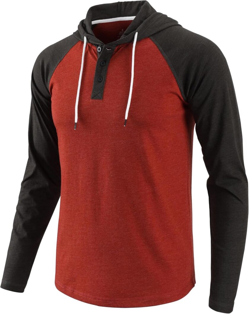 Men's Hoodies Shirt Casual Athletic Workout Fashion Hooded Lightweight Jersey Sweatshirt Long Sleeve with Drawstring