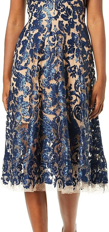 Women  Plunging Fit and Flare Midi Dress
