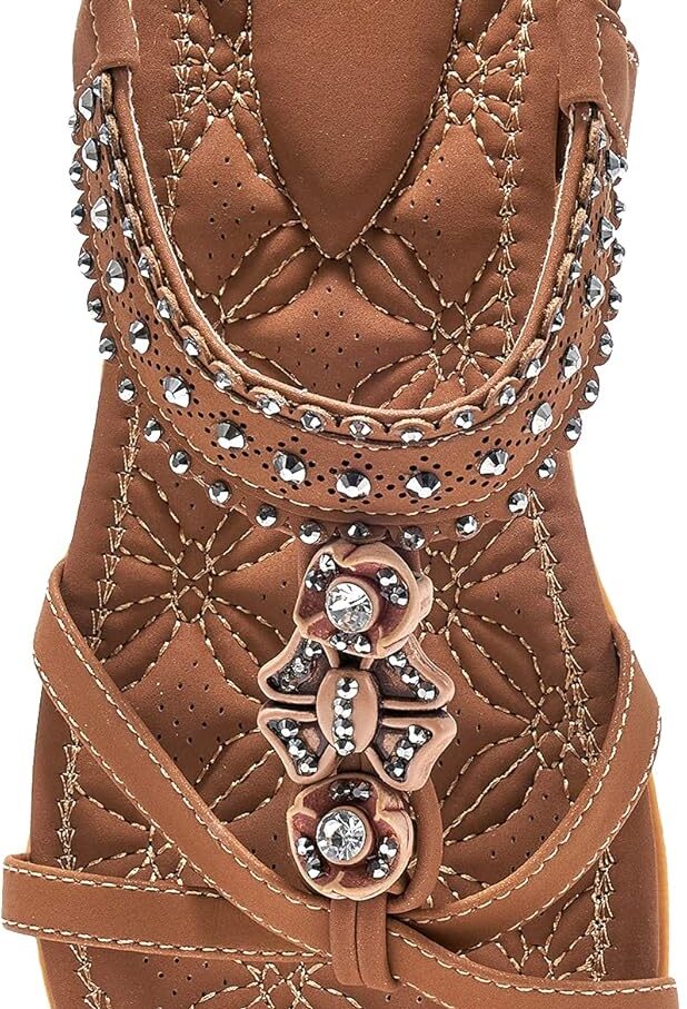 Women Sandals Shoes Comfort Walking with Non Slip on Casual Summer Beach Shoes Dress Ankle Elastic Jeweled Bohemian Flats