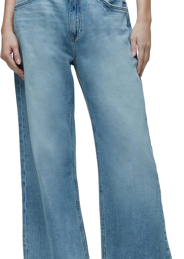 Women  High Rise Loose Fit Wide Leg Jean