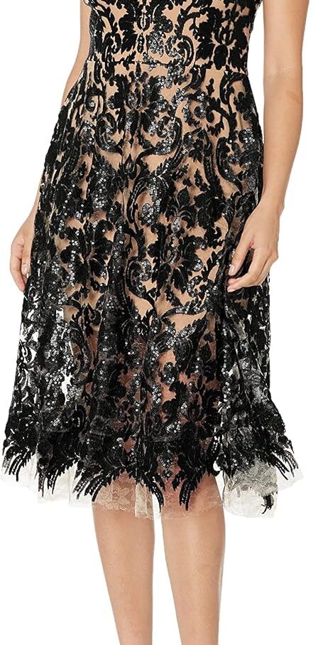 Women  Plunging Fit and Flare Midi Dress