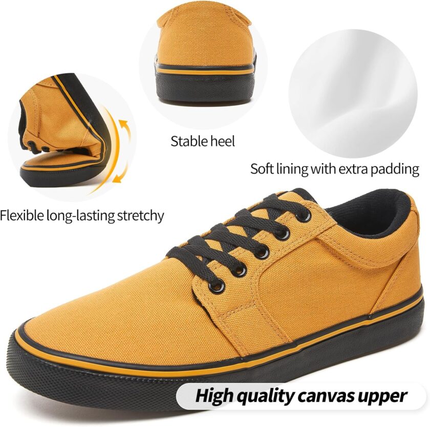 Men's Canvas Black Casual Shoes Sneakers Low Top Lace Up Walking Shoes Sneakers for Men - Image 2