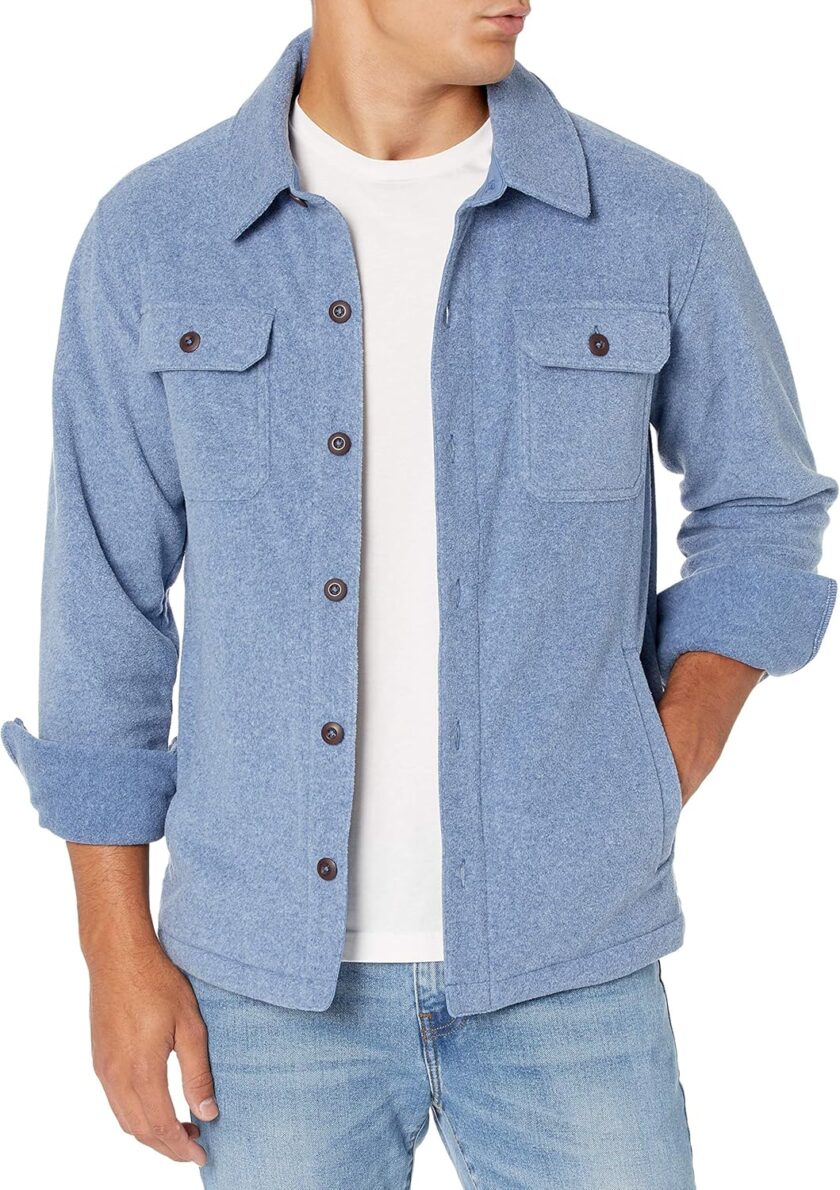 men Long-Sleeve Polar Fleece Shirt Jacket