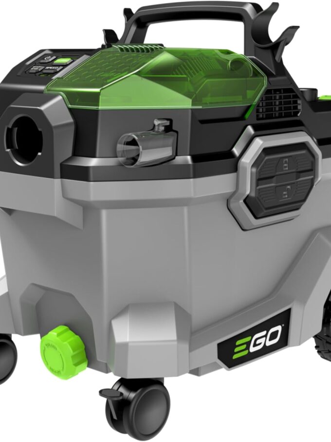 9-gallon capacity, 110 cubic feet per minute suction power, cordless all-purpose vacuum cleaner powered by a 56-volt lithium-ion battery, featuring multiple power modes and remote control function, but the battery and charger are not included.