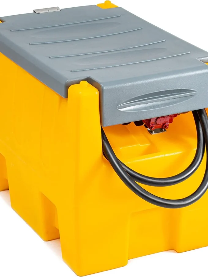 58 Gallon Gasoline Tank, Portable Fuel Tank with 12V Electric Fuel Transfer Pump, 40 GPM Gasoline Fuel Tank with 4 Meters Hose for Gasoline Transportation (Yellow, 58 gal)