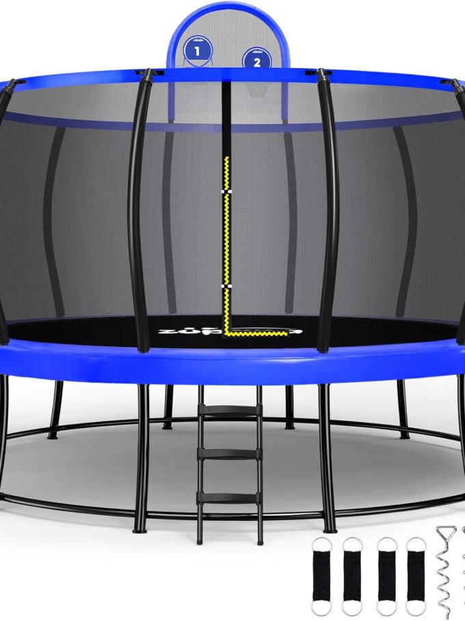Zupapa 2025 Trampoline with Net, 1800lb Capacity, 12–16FT, No-Gap Design