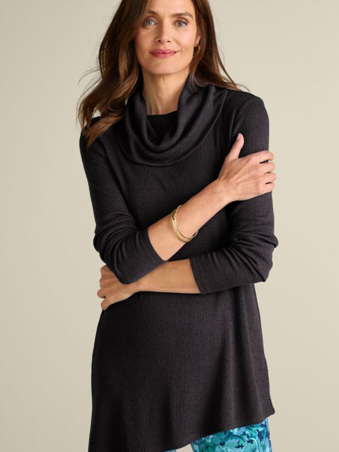 Kayla Rib Knit Cowl Neck Tunic