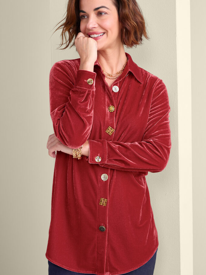 Filigree Velvet Boyfriend Shirt