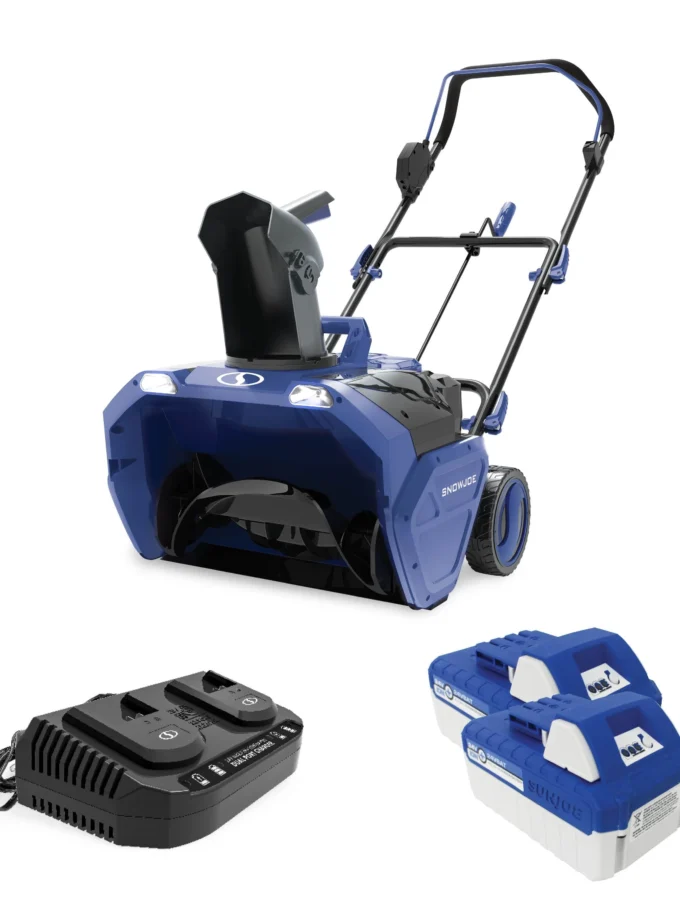 Snow Joe 48V 20" Single-Stage Cordless Snow Blower W/ Headlights, Brushless Motor, 2 x 4.0-Ah Batteries & Charger