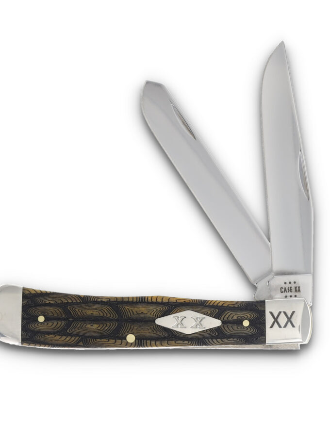 Case XX Smooth Olive Bone Tortoise Shell Trapper Folding Knife with XX Engraved Bolsters CA10240TS