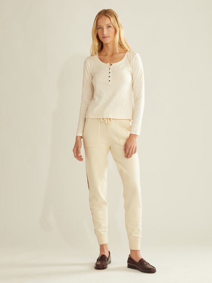 WOMEN'S LONG-SLEEVE COTTON SLUB HENLEY TEE