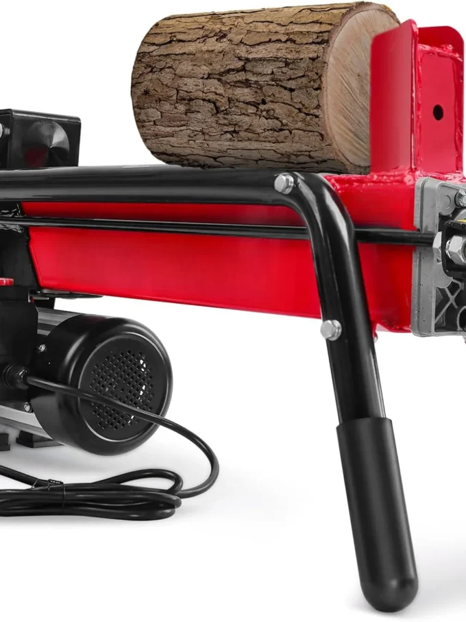 Electric Log Splitter 7-Ton - Efficient Wood Splitter with 3500 Motor Speed, 15 Amp, Horizontal Full Beam Design and Steel Wedge for Firewood & Kindling Cutting