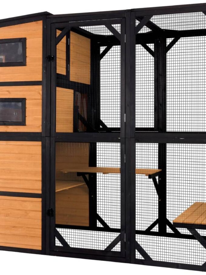Aivituvin Large Cat Catio, 4 Tiers, Weatherproof Roof, 70"H x 77"L