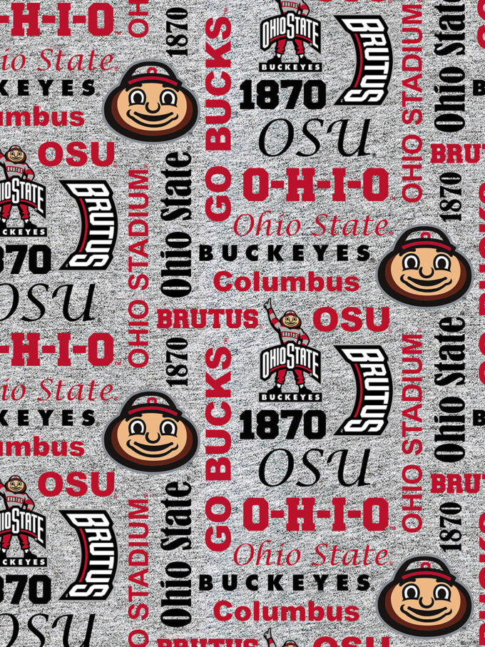 Ohio State Buckeyes Fleece Fabric Verbiage on Heather