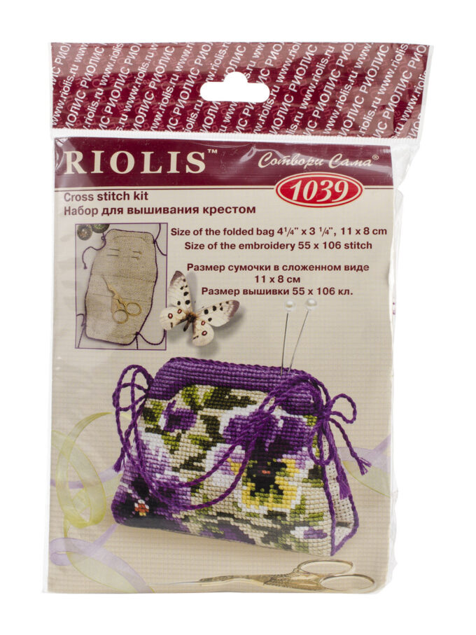 RIOLIS 4 x 3 Pansy Pincushion Counted Cross Stitch Kit