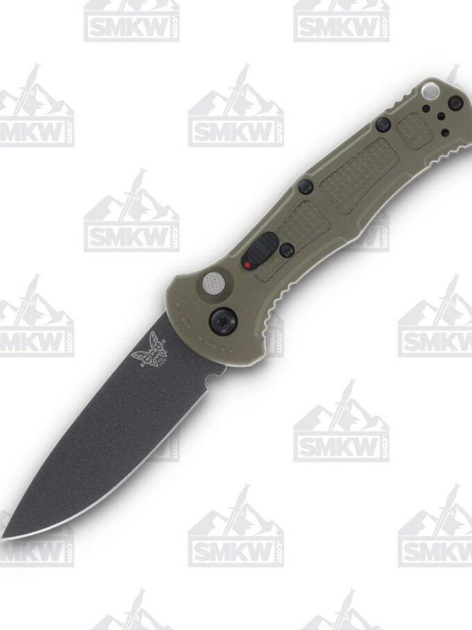 Benchmade 9570BK-1 Mini Claymore Automatic Knife Ranger Green - 3in Cobalt Black Cerakote Drop Point Plain