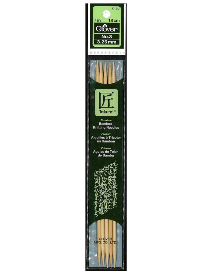 Clover 7 Bamboo Size 3 Double Point Knitting Needle Set