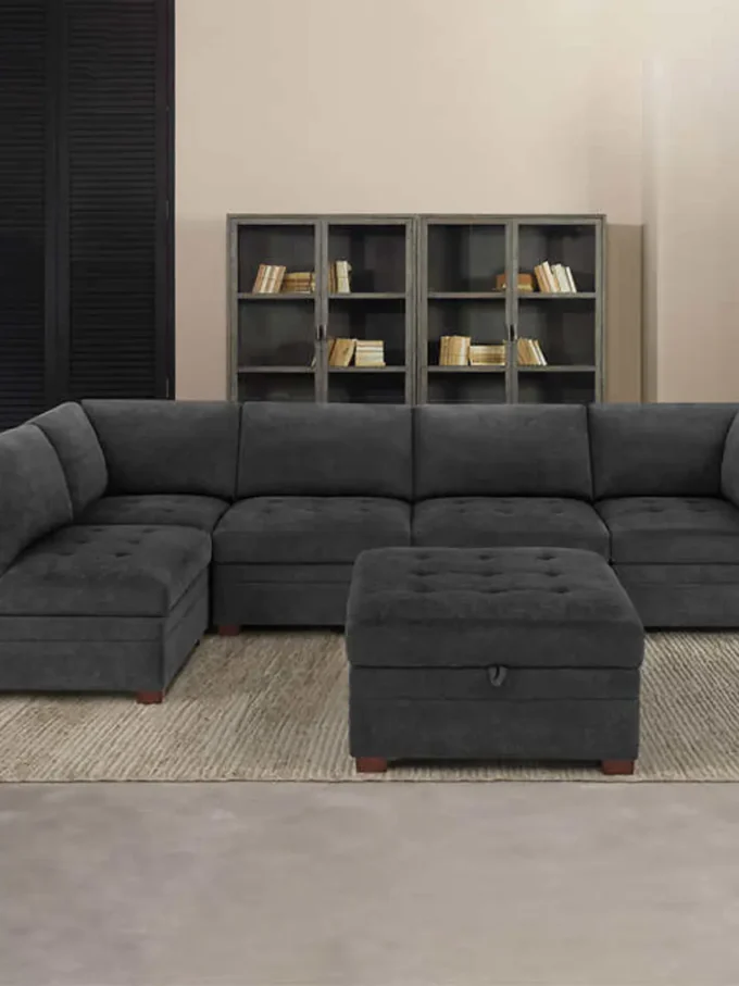 Thomasville Tisdale Fabric Sectional with Storage Ottoman