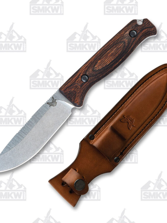 Benchmade Saddle Mountain Skinner Wood 4.2in Plain Stonewash Drop Point