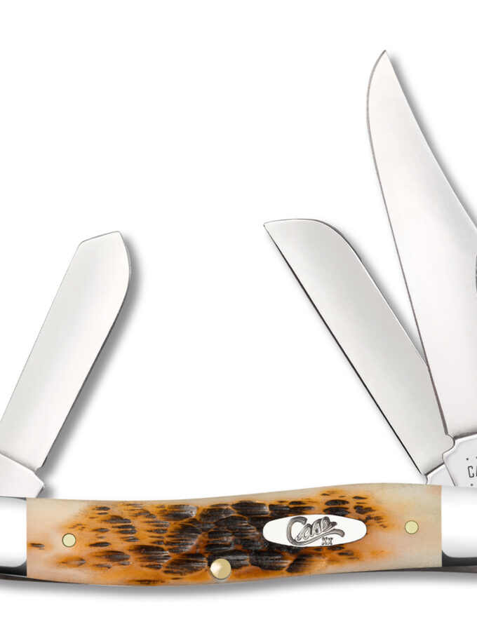 Case Amber Jigged Bone Stockman Folding Knife CA6347SS