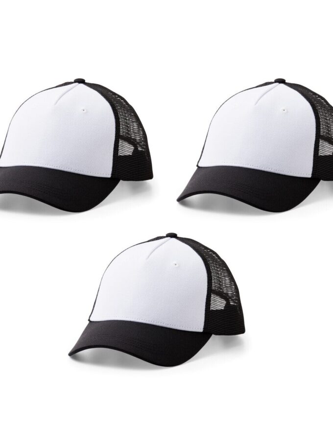 Cricut 3pk Black & White Polyester Trucker Hats With Mesh Back