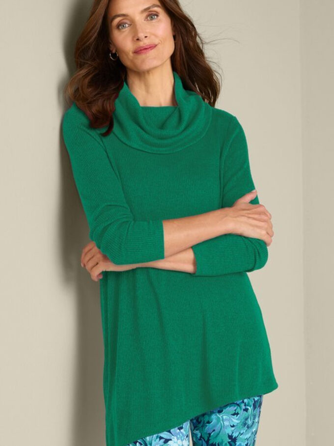 Kayla Rib Knit Cowl Neck Tunic