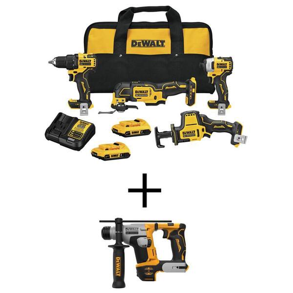 ATOMIC 20V MAX Cordless Brushless 4 Tool Combo Kit and ATOMIC 20V MAX Ultra-Compact 5/8 in. SDS and Hammer Drill