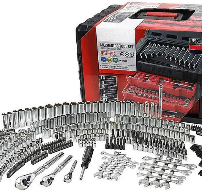 450-Piece Mechanics Tool Set, Ratchet Socket Hand Wrench Toolset