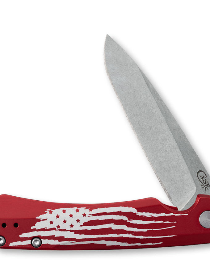 Case XX Kinzua Folding Knife Stonewash Spear Point/American Flag CA10804