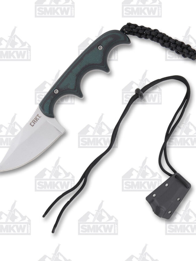 CRKT Minimalist Bowie Fixed Blade Neck Knife Green-Black 2.13" Clip Point CR2387