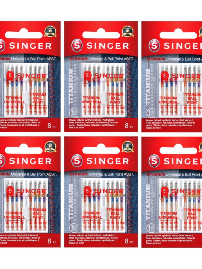SINGER 48ct Titanium Universal Regular & Ball Point Sewing Needles