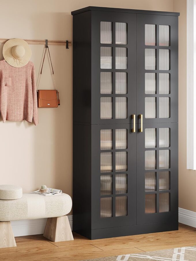 Tribesigns 71-Inch Tall Shoe Cabinet with Doors, 8-Tier Shoe Storage with Adjustable Shelves, Modern Shoe Organizer Shoe Rack Cabinet for Entryway Hallway Closet Living Room, White