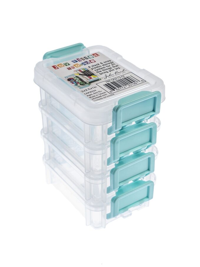 John Bead 3 x 2.5 Clear Joy Filled Stackable Storage Containers 4pk